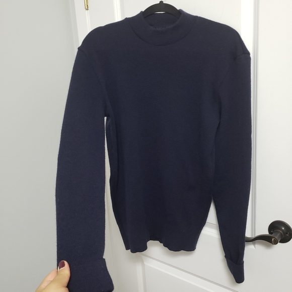 VINTAGE Navy Superwash Virgin Wool Sweater - Picture 3 of 6